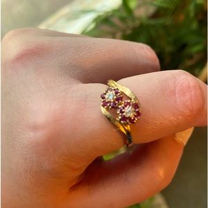 Diamond and Ruby ring in 14k gold sz8